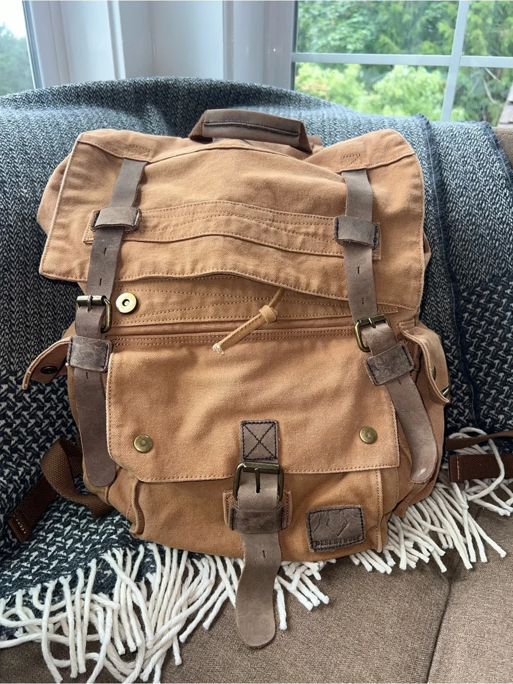 Vintage desertwolf Canvas Backpack in Tan - Casual Men’s Daypack